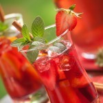 Healthy Sangria with fresh fruit and sparkling water