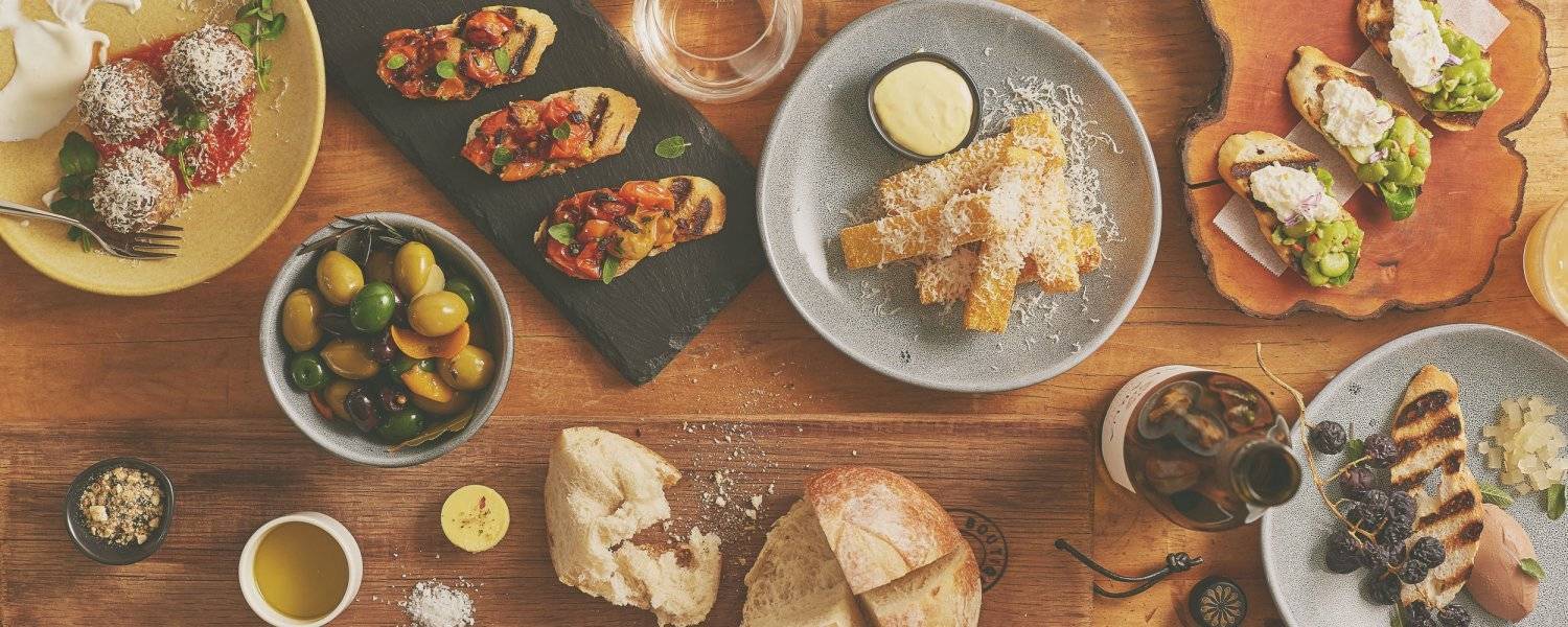 A sampling platter of breads and snacks at Akarua Wines and Kitchen By Artisan in New Zealand