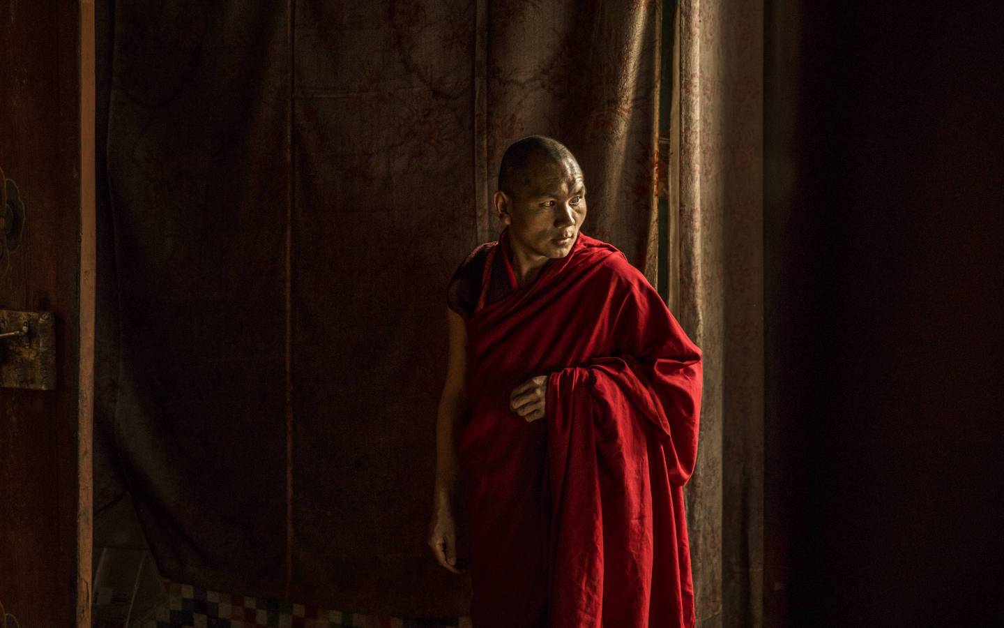 A Buddhist Monk Nangkha Lhakhang, as experienced on a Mountain Trek Adventure Trek